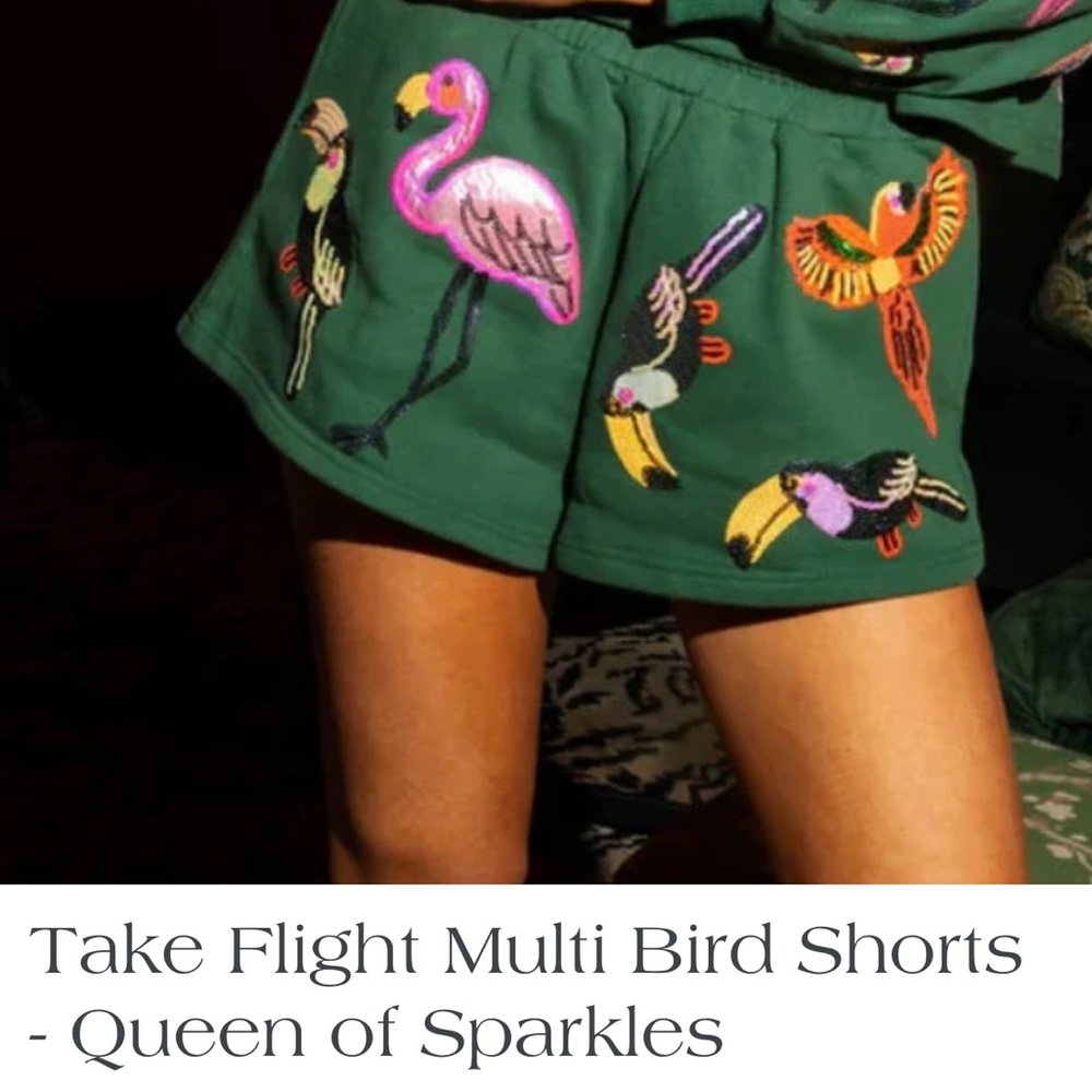 Queen of Sparkles Take Flight Multi Bird Shorts - Picture 3 of 17